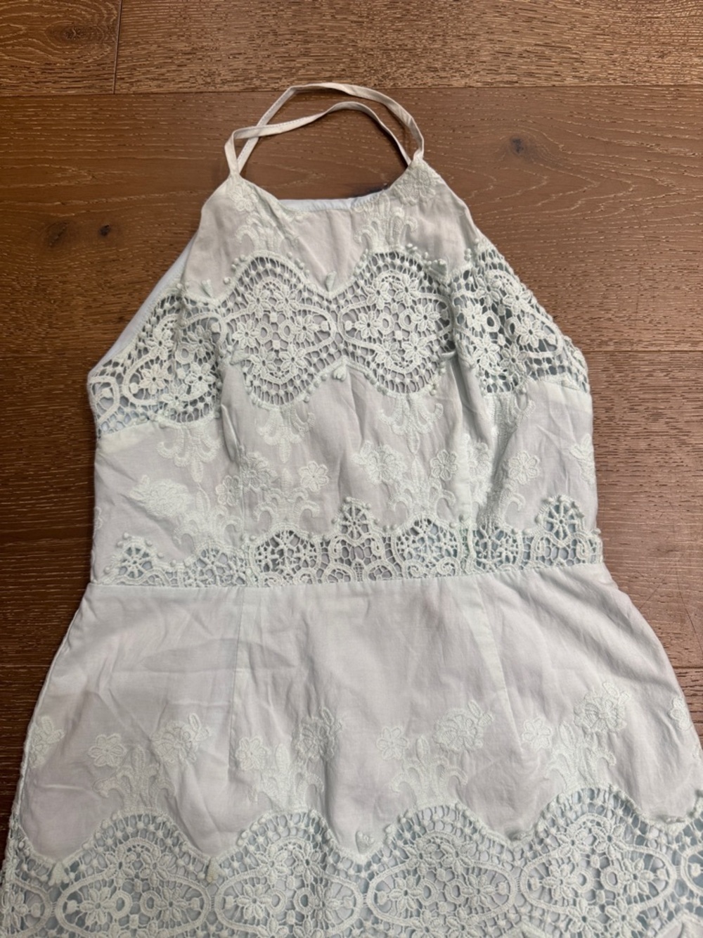 Versona Lace Halter Dress Light Blue Size M Boho Summer Mini - Picture 3 of 6